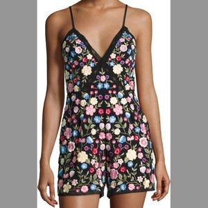 Needle & Thread Black Flower Foliage Romper